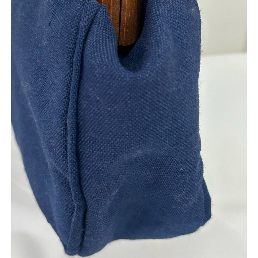 Trimingham’s  Bermuda bag Vintage Blue Handbag wood handle Monogram C purse MCM - Picture 3 of 16